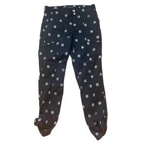 White House Black Market The Straight Crop black‎ gold embellished 4 glam retro